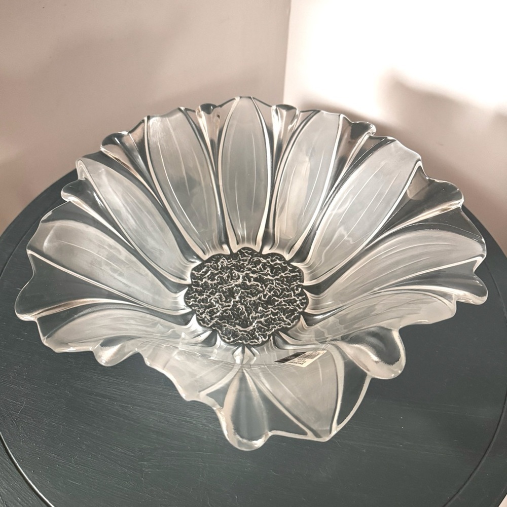 Vintage Mikasa Glass Sunflower Frost Large Round Bowl 13 1/4" New In Box Germany - Picture 2 of 9